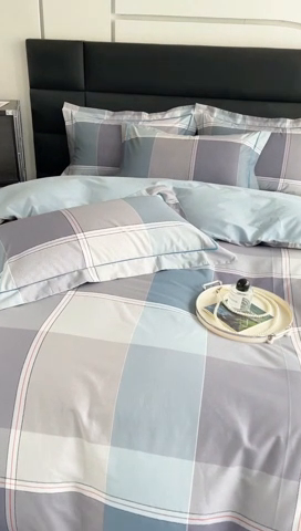 91家纺网 家纺一手货源 找家纺 7V 2024新款轻奢13376纯棉全棉喷气四件套 嘉宇格-蓝