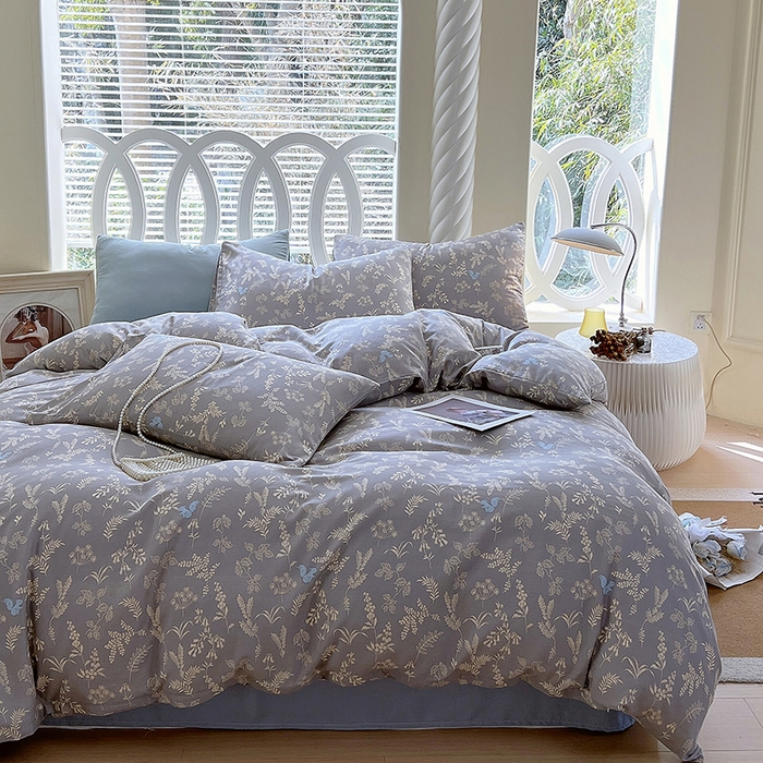 91家纺网 家纺一手货源 找家纺 于果 2024新款全棉双层纱四件套 清筱