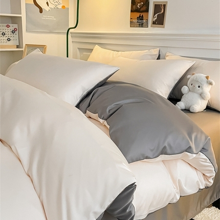 91家纺网 家纺一手货源 找家纺 （总）古吉梦 2024新款水洗真丝纯色双拼四件套-臻系列