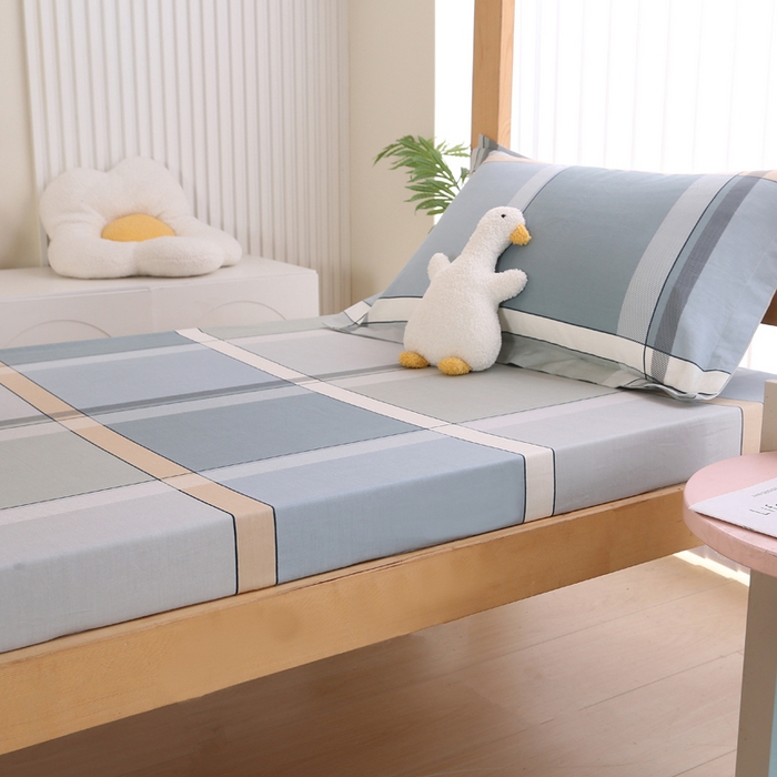 91家纺网 家纺一手货源 找家纺 凯森家纺 2024新款13372全棉印花学生床笠宿舍寝室床垫保护套上下铺床笠 格兰特