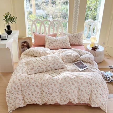 91家纺网 家纺一手货源 找家纺 于果 2024新款全棉双层纱四件套 月光集