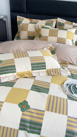 91家纺网 家纺一手货源 找家纺 7V 2024新款轻奢13376纯棉全棉喷气四件套 映彩