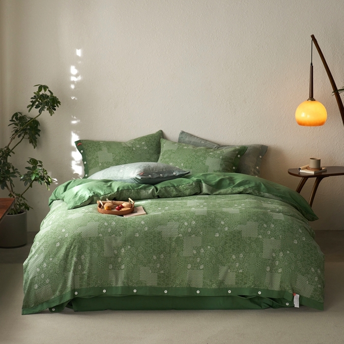 91家纺网 家纺一手货源 找家纺 安莱生活 2024年新品高端双层纱大提花工艺款缤纷花妍纽扣款 缤纷花妍纽扣款-嫩绿