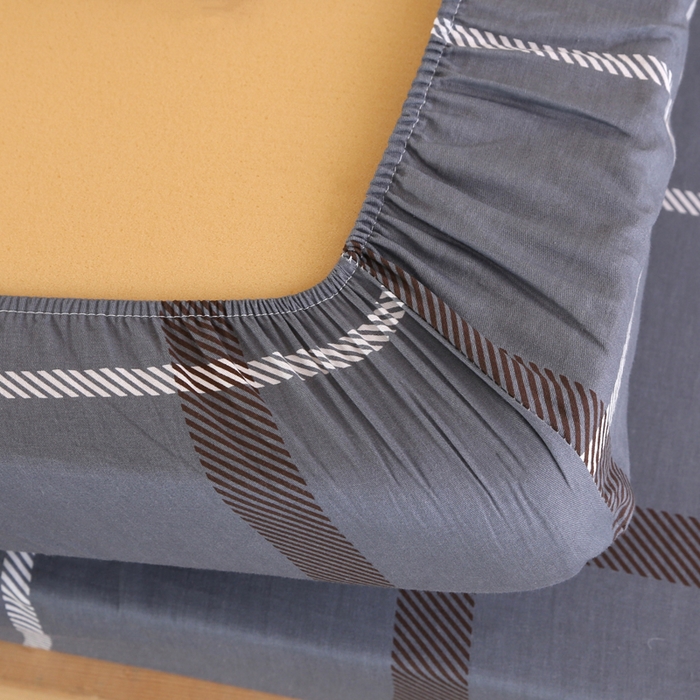 91家纺网 家纺一手货源 找家纺 凯森家纺 2024新款13372全棉印花学生床笠宿舍寝室床垫保护套上下铺床笠 俄洛伊-灰