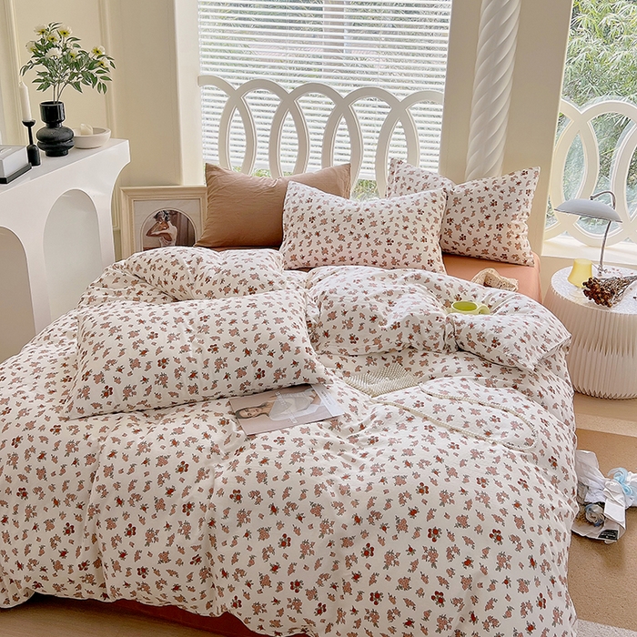 91家纺网 家纺一手货源 找家纺 于果 2024新款全棉双层纱四件套 花拾