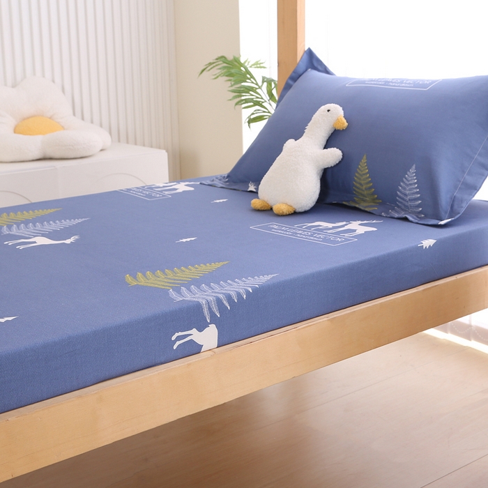 91家纺网 家纺一手货源 找家纺 凯森家纺 2024新款13372全棉印花学生床笠宿舍寝室床垫保护套上下铺床笠 一路繁程