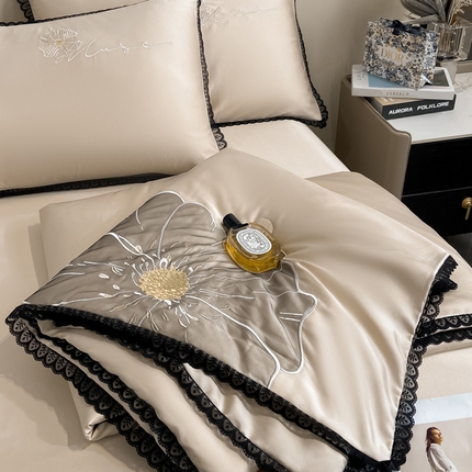 91家纺网 家纺一手货源 找家纺 （总）2024子由家居水洗真丝贴布绣花花边夏被四件套