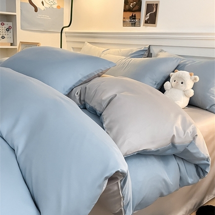 91家纺网 家纺一手货源 找家纺 （总）古吉梦 2024新款水洗真丝纯色双拼四件套-臻系列