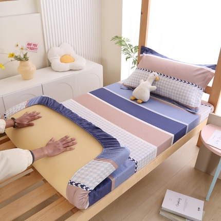 凯森家纺 2024新款13372全棉印花学生床笠宿舍寝室床垫保护套上下铺床笠 留白