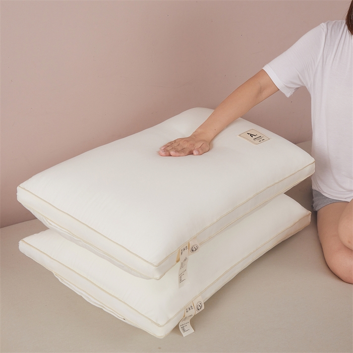 91家纺网 家纺一手货源 找家纺 凯森家纺 2024新款学生枕头枕芯单人枕芯羽丝绒酒店枕头 米色立体边-单只装