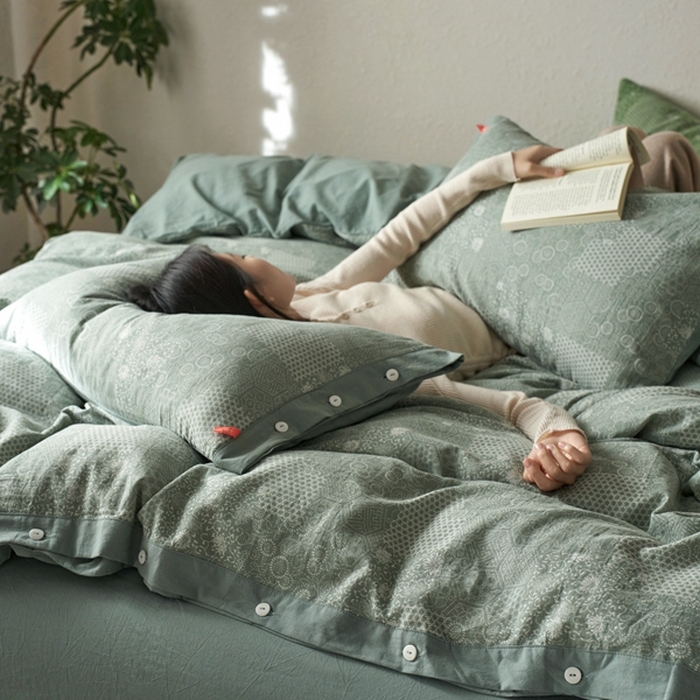 91家纺网 家纺一手货源 找家纺 （总）安莱生活 2024年新品高端双层纱大提花工艺款缤纷花妍纽扣款