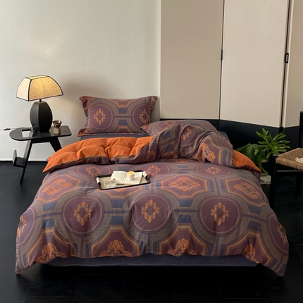 睡棉坊 2024新款全棉色织提花双层纱复古单被套 典朴