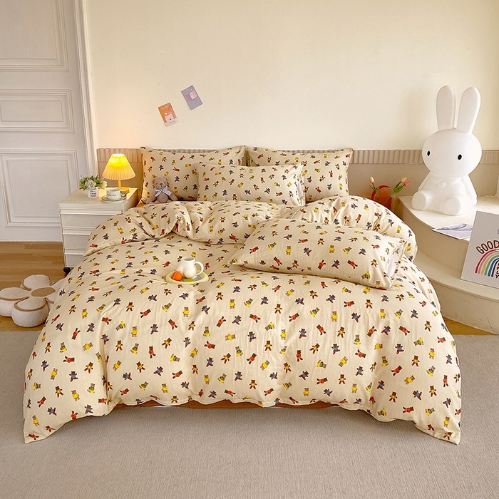 91家纺网 家纺一手货源 找家纺 于果 2024新款全棉双层纱四件套 开心派对