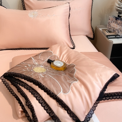 91家纺网 家纺一手货源 找家纺 （总）2024子由家居水洗真丝贴布绣花花边夏被四件套