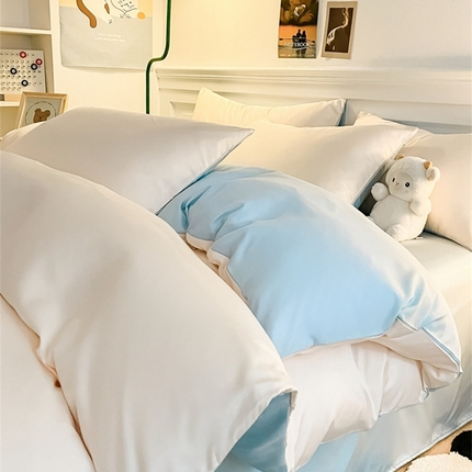 91家纺网 家纺一手货源 找家纺 （总）古吉梦 2024新款水洗真丝纯色双拼四件套-臻系列