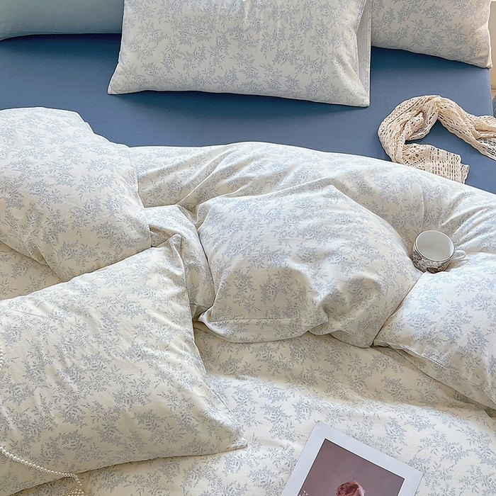 91家纺网 家纺一手货源 找家纺 于果 2024新款全棉双层纱四件套 瑞莎(灰)