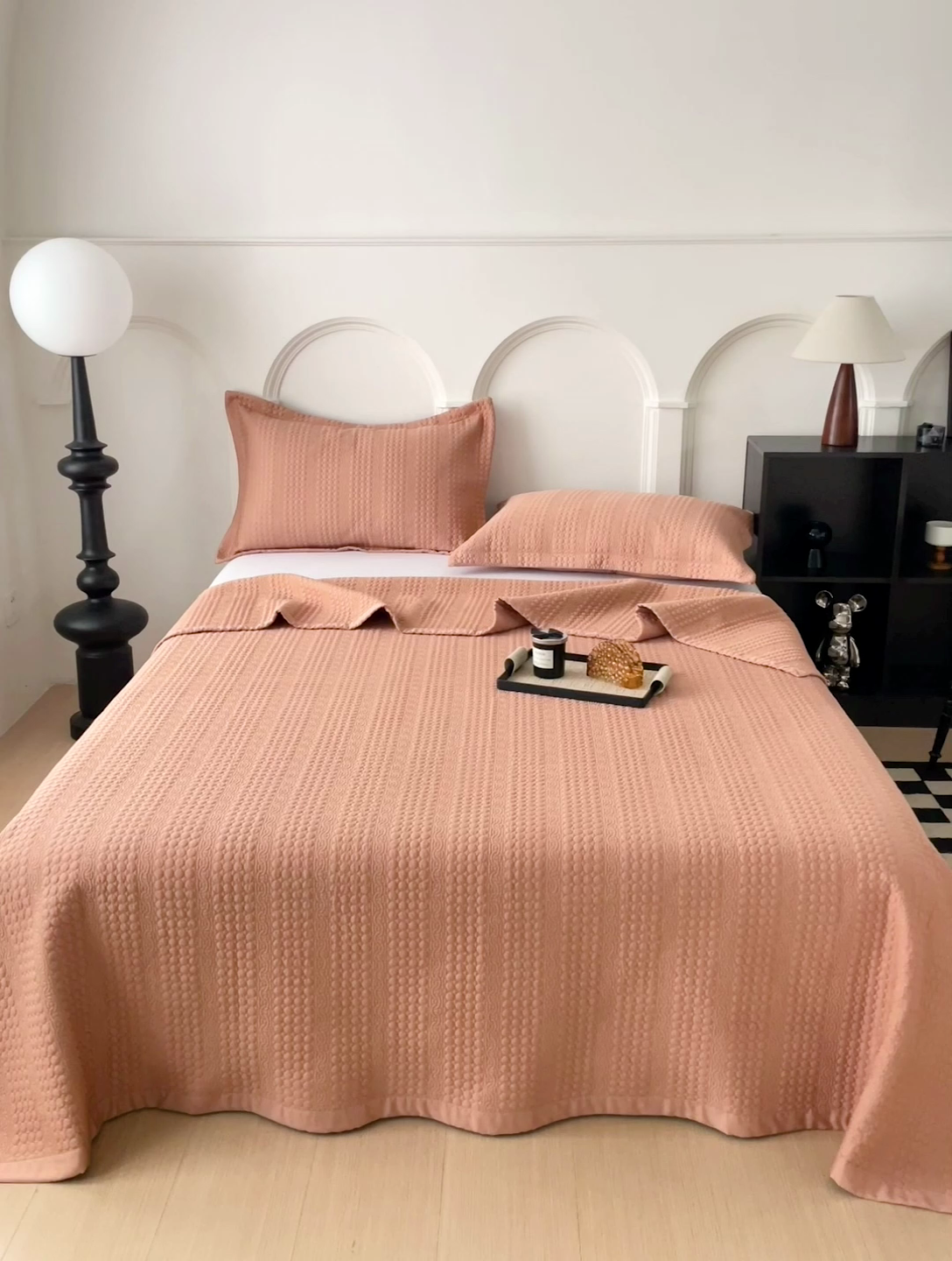 91家纺网 家纺一手货源 找家纺 沐纯家居 2024新款纯色天丝床盖 南瓜橘