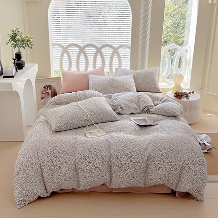 于果 2024新款全棉双层纱四件套 浅草