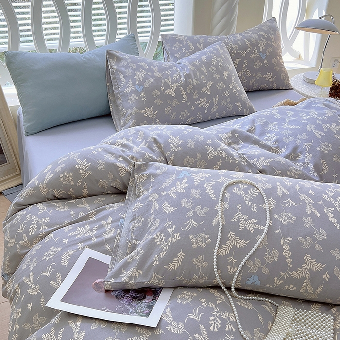 91家纺网 家纺一手货源 找家纺 于果 2024新款全棉双层纱四件套 清筱