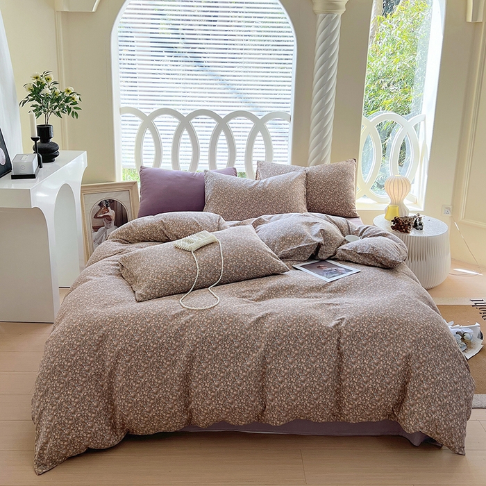 91家纺网 家纺一手货源 找家纺 于果 2024新款全棉双层纱四件套 故里(蓝)