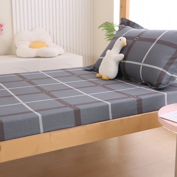 91家纺网 家纺一手货源 找家纺 凯森家纺 2024新款13372全棉印花学生床笠宿舍寝室床垫保护套上下铺床笠 俄洛伊-灰