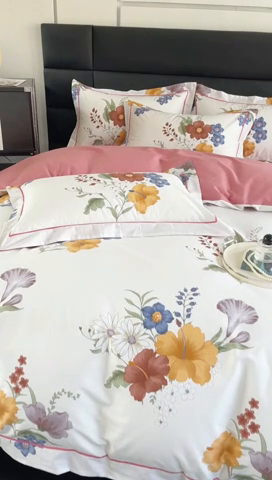 91家纺网 家纺一手货源 找家纺 7V 2024新款轻奢13376纯棉全棉喷气四件套 兰黛-米