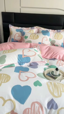 91家纺网 家纺一手货源 找家纺 7V 2024新款轻奢13376纯棉全棉喷气四件套 丝丝心动