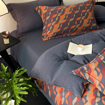 91家纺网 家纺一手货源 找家纺 （总）睡棉坊 2024新款全棉色织提花双层纱复古单床单