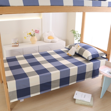 凯森家纺 2024新款全棉13372学生床单三件套直播代发 格调-蓝