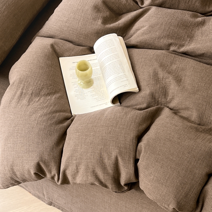 91家纺网 家纺一手货源 找家纺 睡棉坊 2024新款全棉色织提花双层纱复古单被套 千喜格-红咖