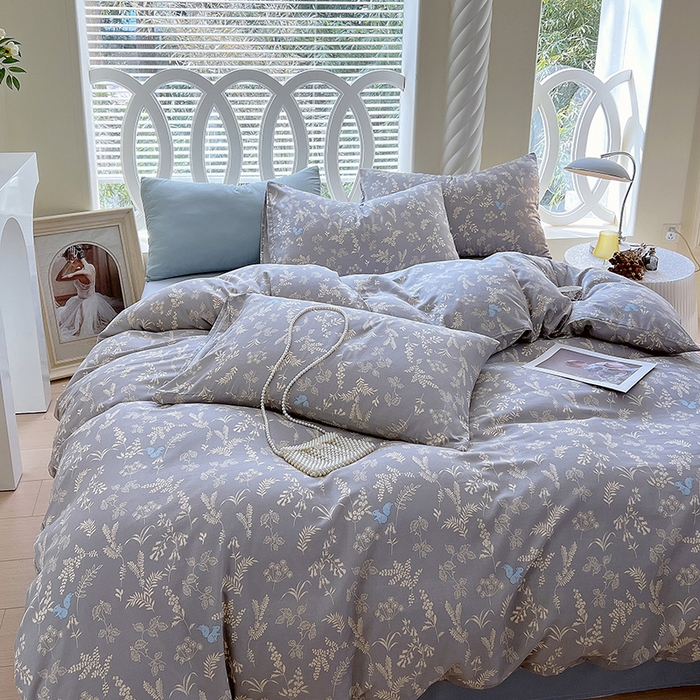 91家纺网 家纺一手货源 找家纺 于果 2024新款全棉双层纱四件套 清筱