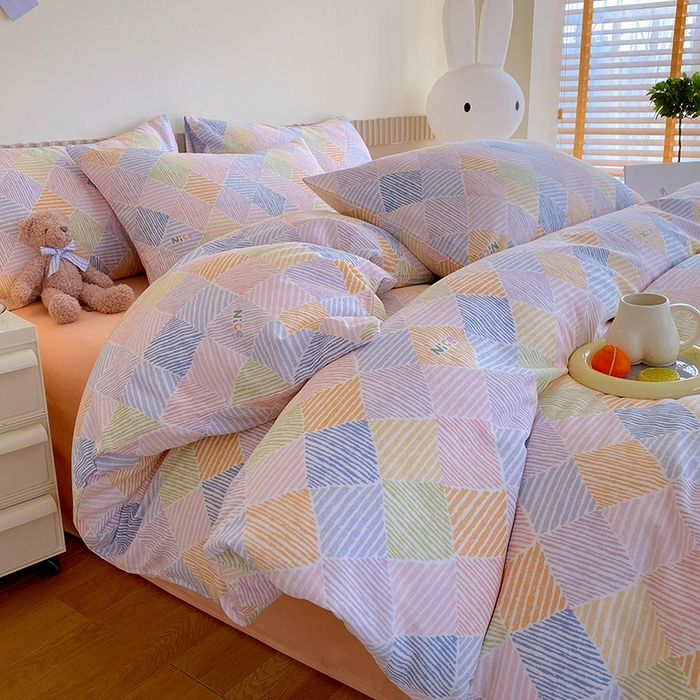 91家纺网 家纺一手货源 找家纺 于果 2024新款全棉双层纱四件套 卡莱尔