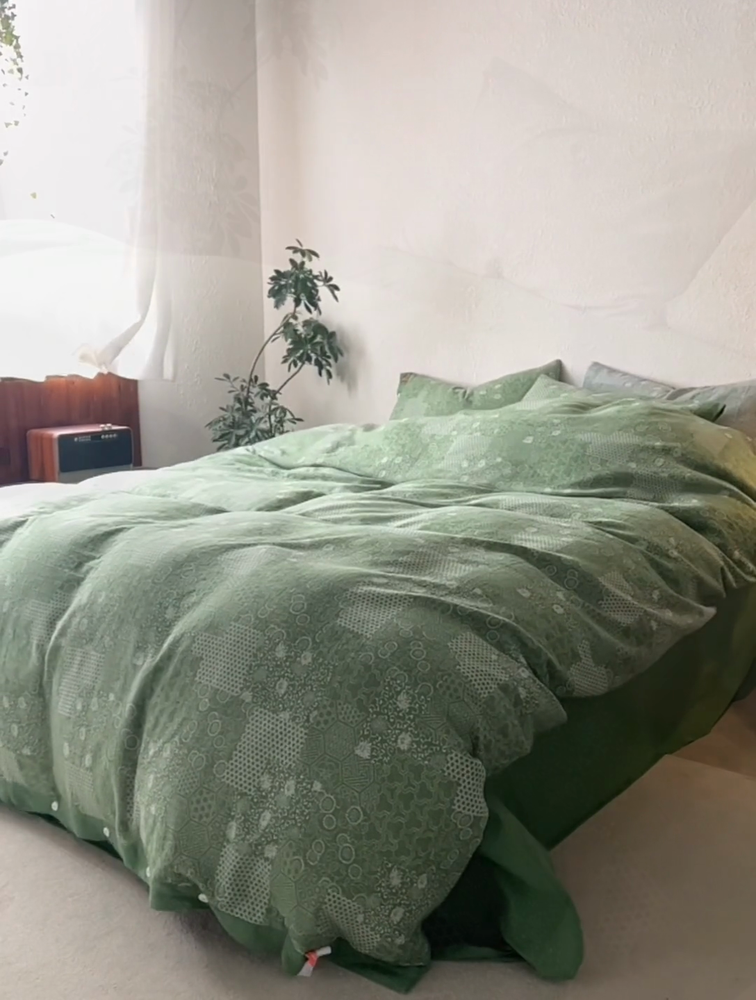 91家纺网 家纺一手货源 找家纺 安莱生活 2024年新品高端双层纱大提花工艺款缤纷花妍纽扣款 缤纷花妍纽扣款-嫩绿