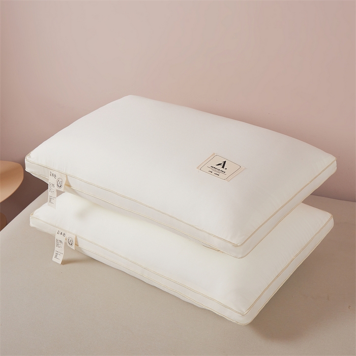 91家纺网 家纺一手货源 找家纺 凯森家纺 2024新款学生枕头枕芯单人枕芯羽丝绒酒店枕头 米色立体边-单只装