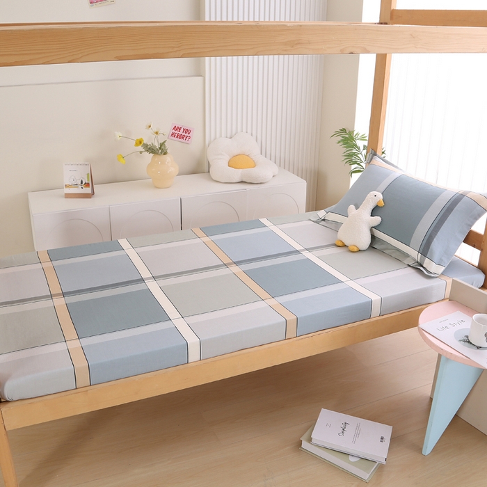 91家纺网 家纺一手货源 找家纺 凯森家纺 2024新款13372全棉印花学生床笠宿舍寝室床垫保护套上下铺床笠 格兰特