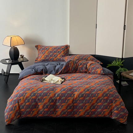 睡棉坊 2024新款全棉色织提花双层纱复古单被套 连接