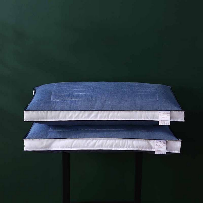 91家纺网 家纺一手货源 找家纺 沃兰国际 新款全棉水洗棉荞麦枕芯花草护颈枕头单人绗缝定型枕 琥珀蓝