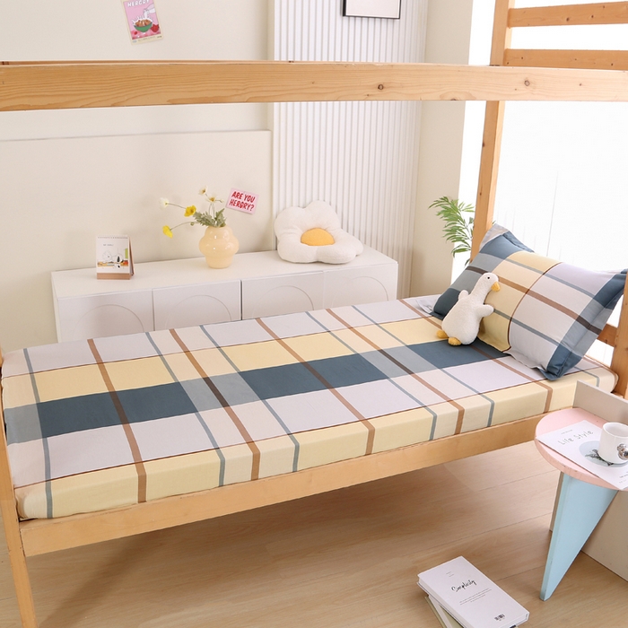 91家纺网 家纺一手货源 找家纺 凯森家纺 2024新款13372全棉印花学生床笠宿舍寝室床垫保护套上下铺床笠 卡丽尔