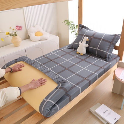 凯森家纺 2024新款13372全棉印花学生床笠宿舍寝室床垫保护套上下铺床笠 俄洛伊-灰