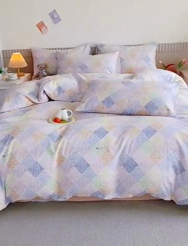 91家纺网 家纺一手货源 找家纺 于果 2024新款全棉双层纱四件套 卡莱尔