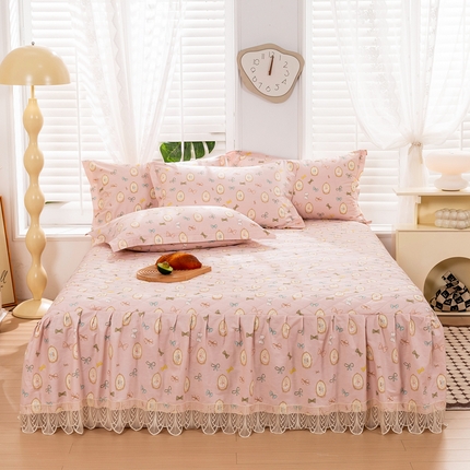 91家纺网 家纺一手货源 找家纺 （总）琉宿家纺 2025新款全棉13372蕾丝夹棉印花床裙