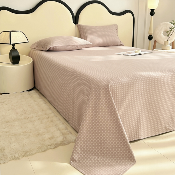 91家纺网 家纺一手货源 找家纺 棉乐町家居 2025新款全棉色织提花老粗布凉席三件套 九原-咖