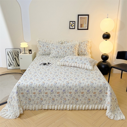 宜凡家纺 2024新款莫代尔印花床盖三件套（两面可用） 浅安
