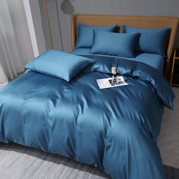 91家纺网 家纺一手货源 找家纺 晶缦家纺 2024新款100S全棉贡缎长绒棉纯色四件套和单品-纯沐系列 单被套 纯沐-宝石蓝