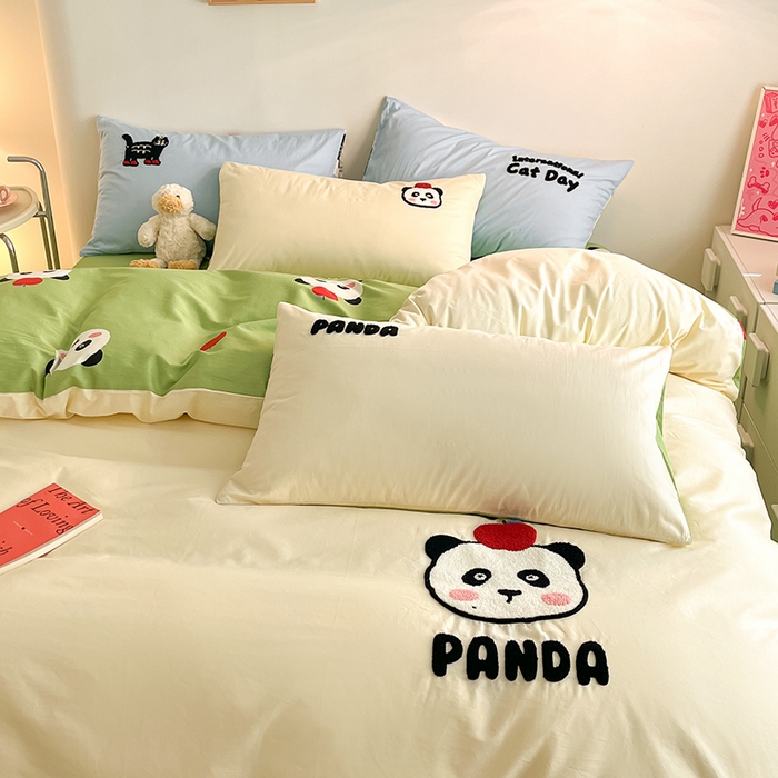 91家纺网 家纺一手货源 找家纺 （总）金丝鸟家纺 2024新款全棉混搭毛巾绣四件套可爱卡通库洛米系列