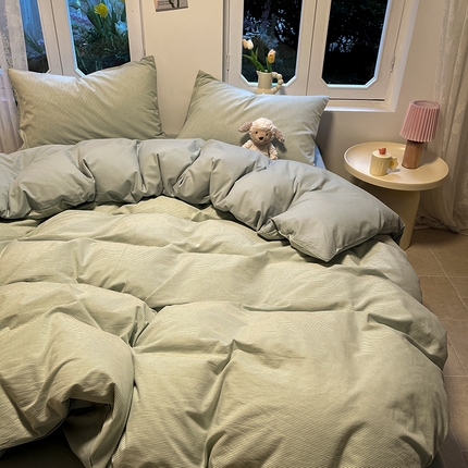 91家纺网 家纺一手货源 找家纺 （总）蓝邻家纺 2024新款全棉色织水洗棉四件套