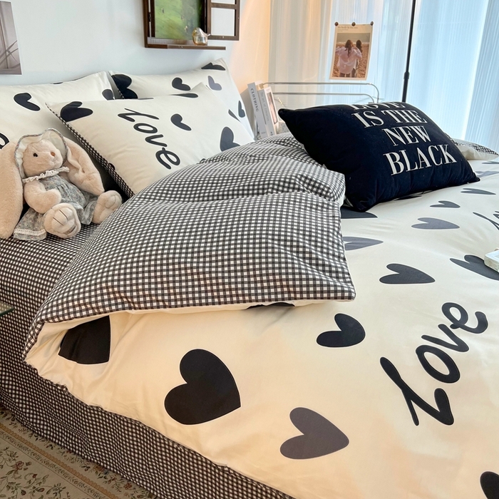 91家纺网 家纺一手货源 找家纺 HL原创 2024新款13070全棉40s单被套 爱心LOVE