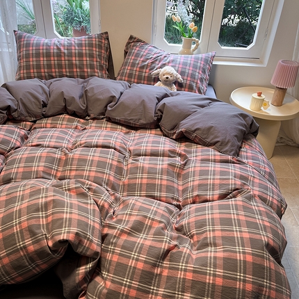 91家纺网 家纺一手货源 找家纺 （总）蓝邻家纺 2024新款全棉色织水洗棉四件套