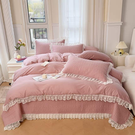 宜凡家纺 2024新款双面全棉印花系列床盖四件套 可可粉