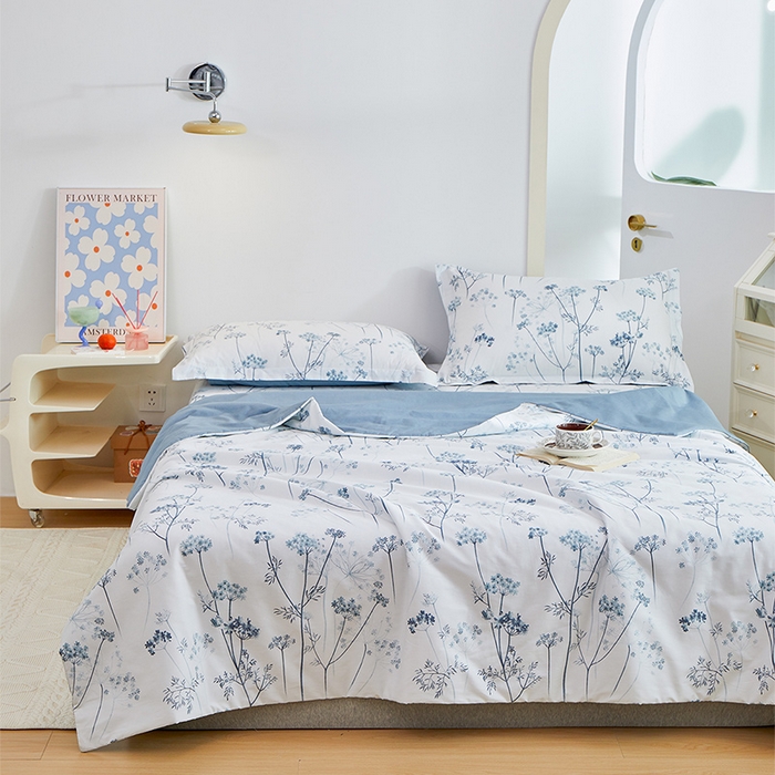 91家纺网 家纺一手货源 找家纺 元元被芯 2024新款全棉小清新夏被四件套-单夏被 璀璨-兰